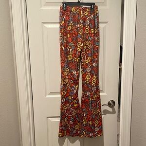 Colorful Peace Sign Patterned Flares